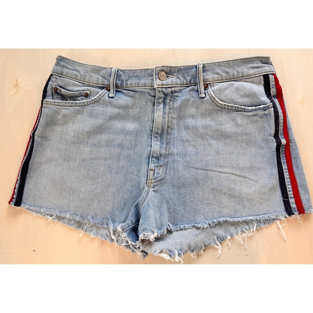 MOTHER Superior Easy Does It Shorts Thanks Again Racer Wash Size 32 Denim Jean